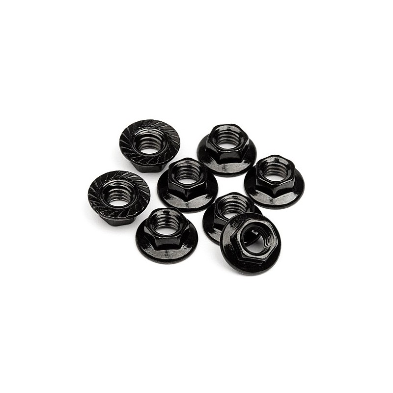HPI RACING SERRATED FLANGE NUT M4 (STEEL/8pcs)