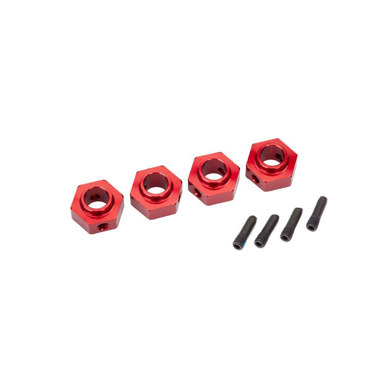 TRAXXAS Elementy mocowania kół HEX 12mm - czerwone aluminium