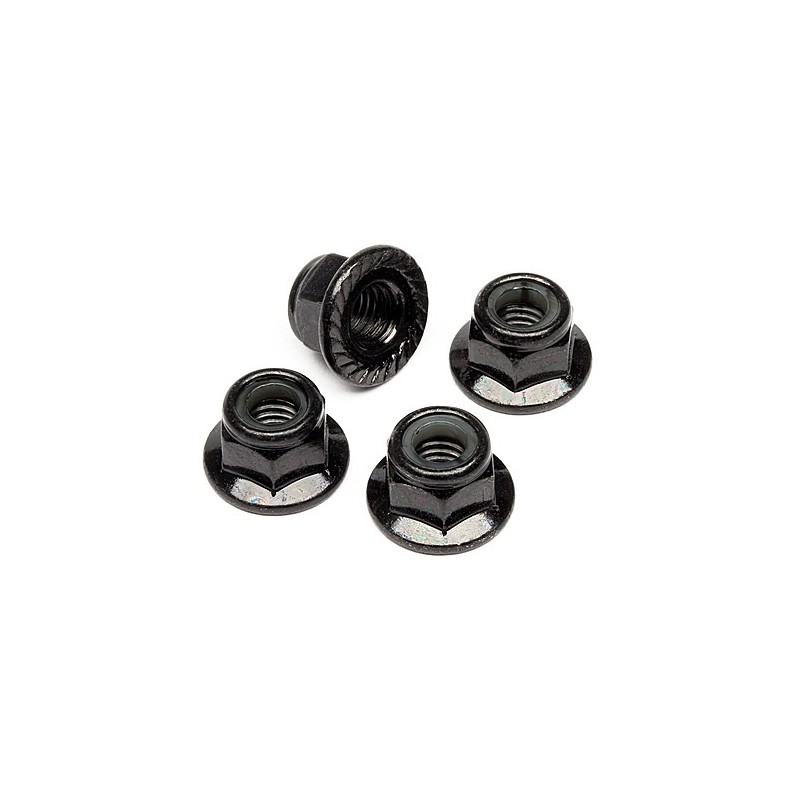 HPI RACING FLANGED LOCK NUT M5 (CLOCKWISE/BLACK/4PCS)