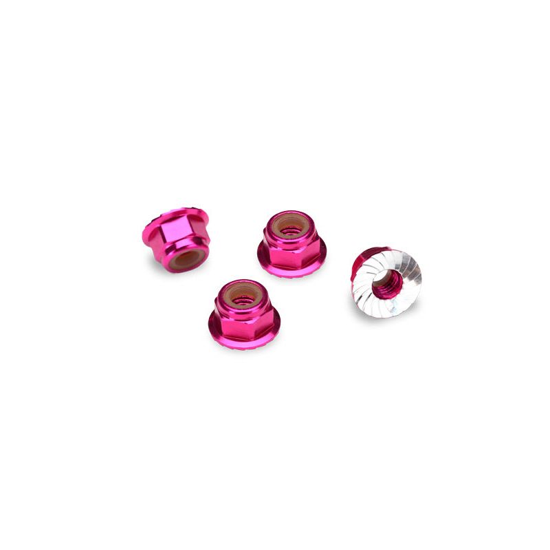 TRAXXAS Nakrętki samohamowne M4 - Nuts, aluminum, flanged (Fioletowe)