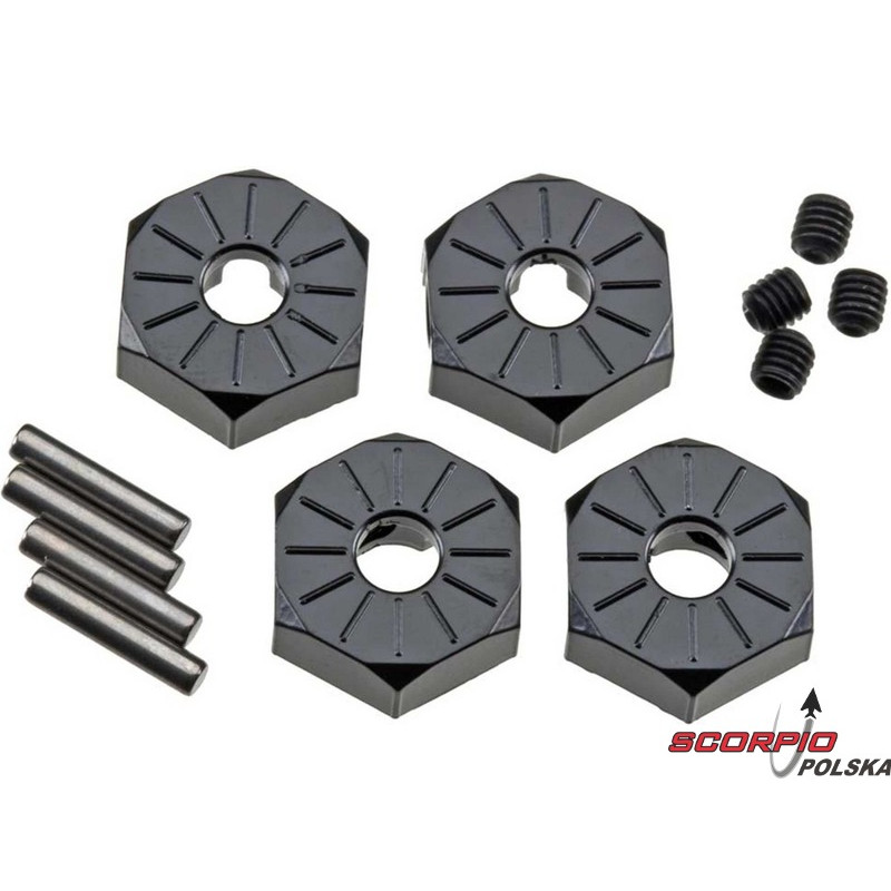 AXIAL AX30427 Sześciokąt niski 12mm alu czarny (4)