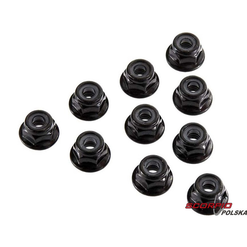AXIAL AX31250 Nakrętka samokontrująca M4 radełkowana czarna (10)