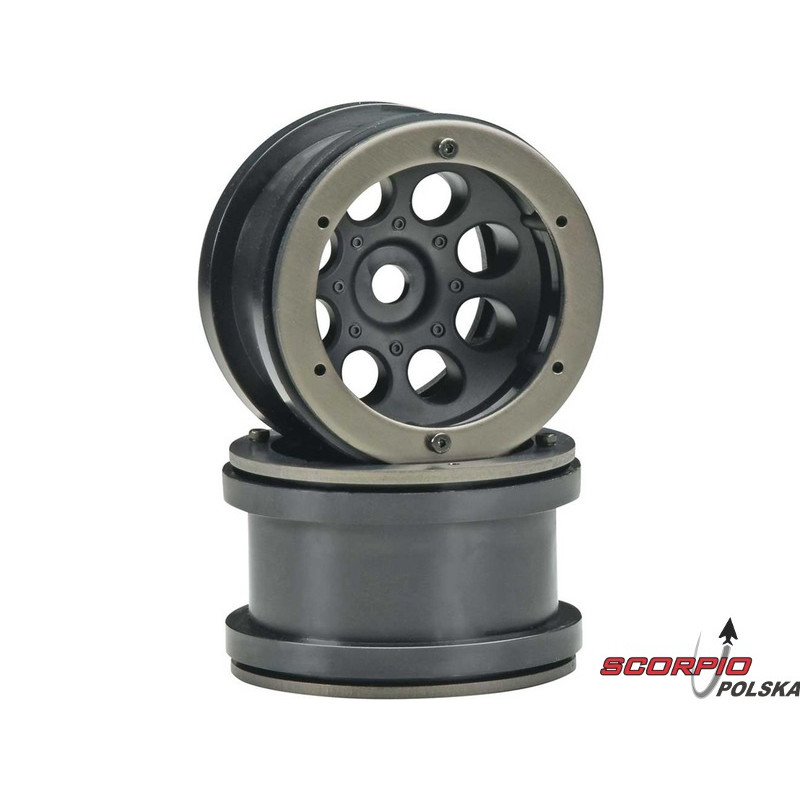 AXIAL AX8097  Felga 2.2 Beadlock 8-otworów czarna (2)