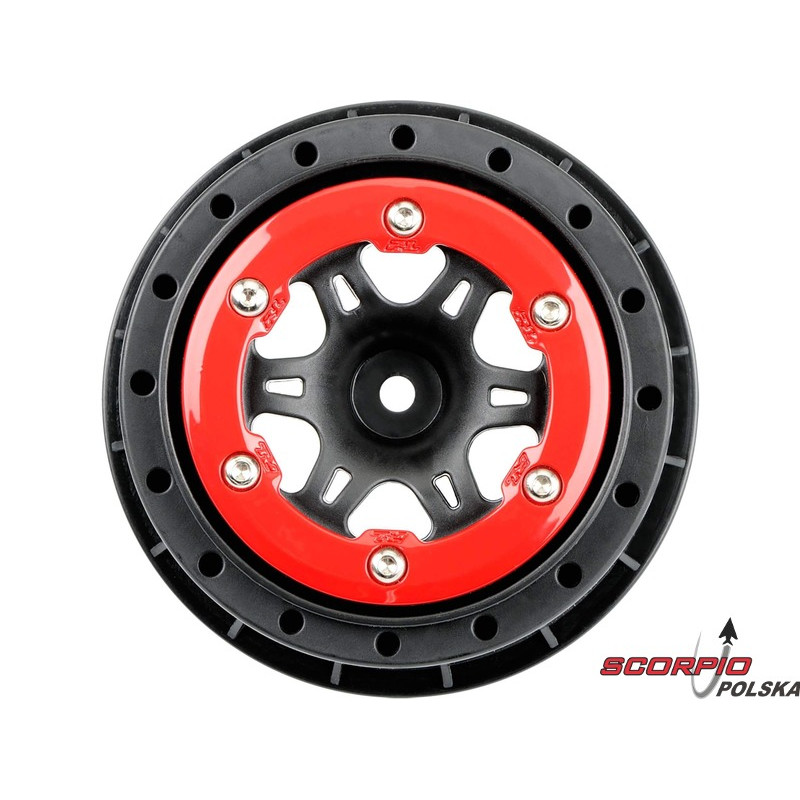 PRO-LINE felga 2.2/3.0" Split Six tylna H12 czerwono-czarna (2)
