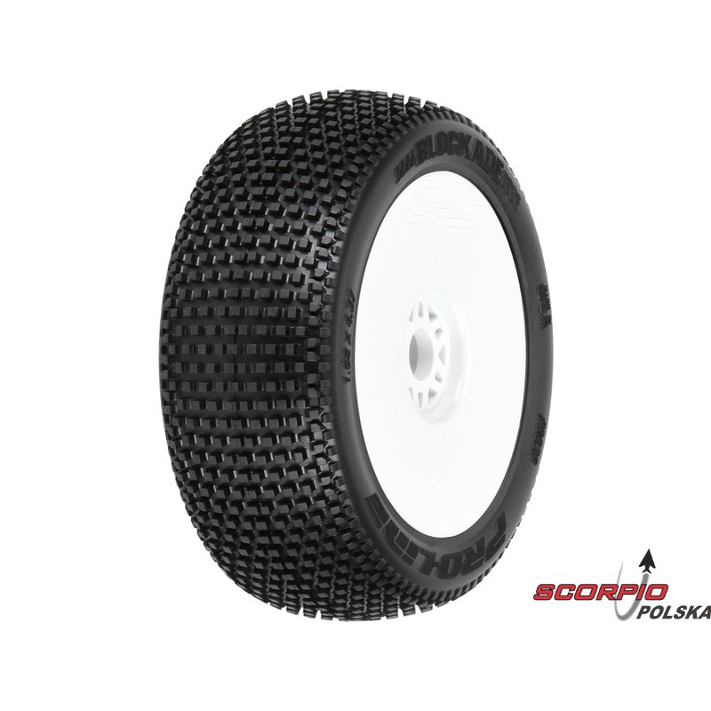PRO-LINE kolo 3.3", opona Blockade S3 Buggy Tires, felga H17 biała (2)