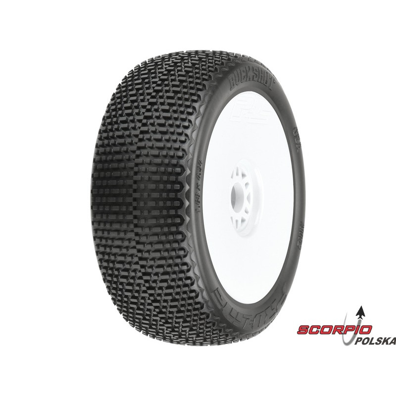 PRO-LINE kolo 3.3", opona Buck Shot M3 Buggy, felga H17 biała (2)