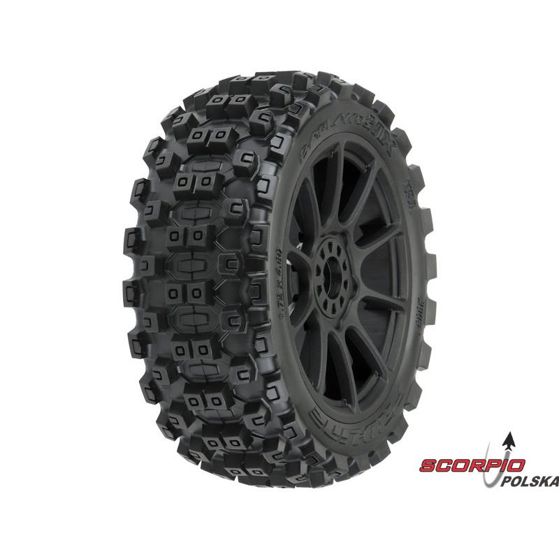 PRO-LINE kolo 3.3", opona Badlands MX M2 Buggy, felga Mach 10 H17 czarna (2)