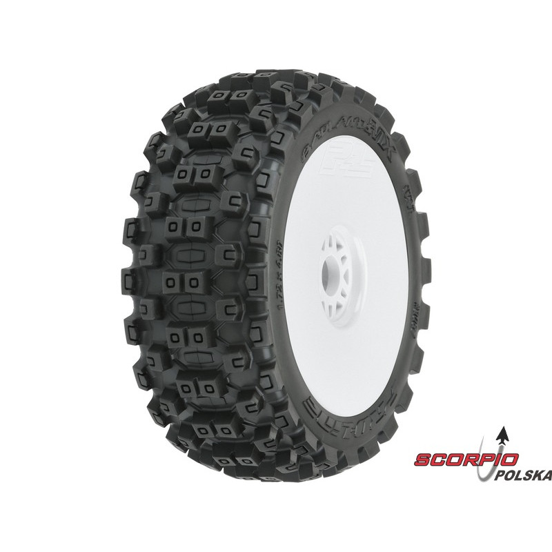 PRO-LINE kolo 3.3", opona Badlands MX M2 Buggy, felga H17 biała (2)