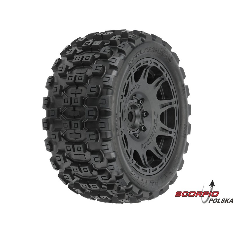 PRO-LINE kolo 5.7" opona Badlands MX57, felga Raid H24 czarna (2)