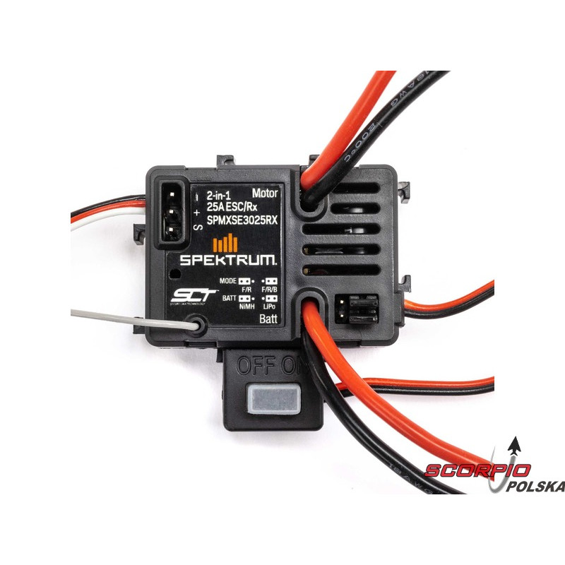 SPEKTRUM regulator szczotkowy 25A, odbiornik SLT IC2: 1:16/1:18