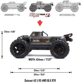 ARRMA Outcast 4S V2 2023 BLX 1:10 4WD RTR (Czerwony)