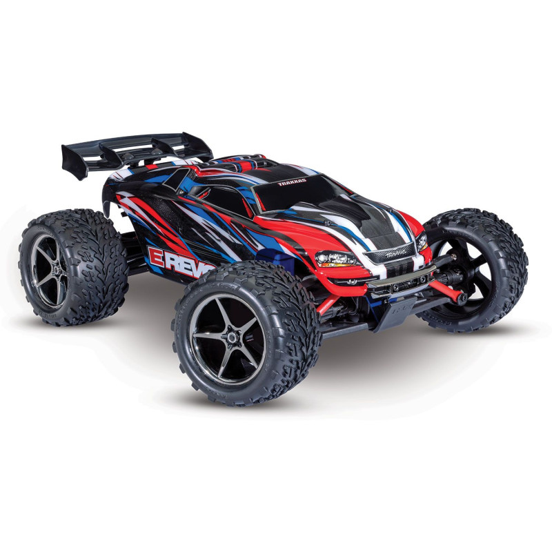TRAXXAS Auto E-Revo 4WD 1/16 Monster Truck + Ładowarka USB-C 4A + Akumulator  (Niebieski/Czerwony)