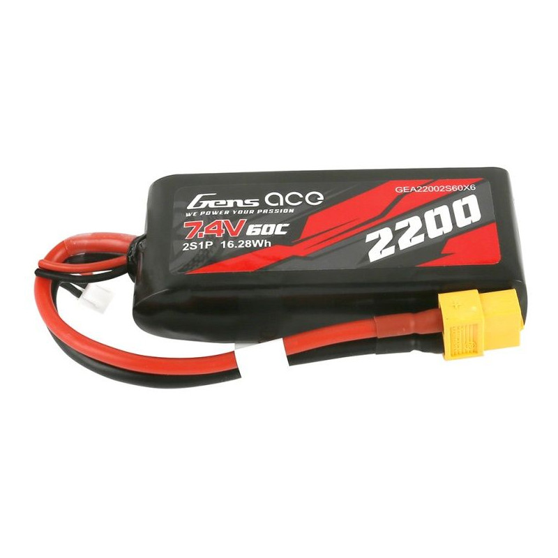 GENS ACE Akumulator LiPo 7,4V 2200mAh 60C 2S do 1/16 1/18 XT60