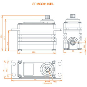 SPEKTRUM serwo S9110BL do modeli 1:5 (88kg/0,14sec/8,4V)