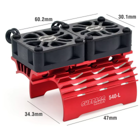 SURPASS HOBBY Radiator aluminiowy z 2 wentylatorami na silniki 36mm klasy 540 550 (Czerwony)