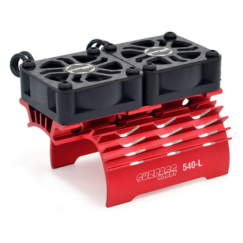 SURPASS HOBBY Radiator aluminiowy z 2 wentylatorami na silniki 36mm klasy 540 550 (Czerwony)