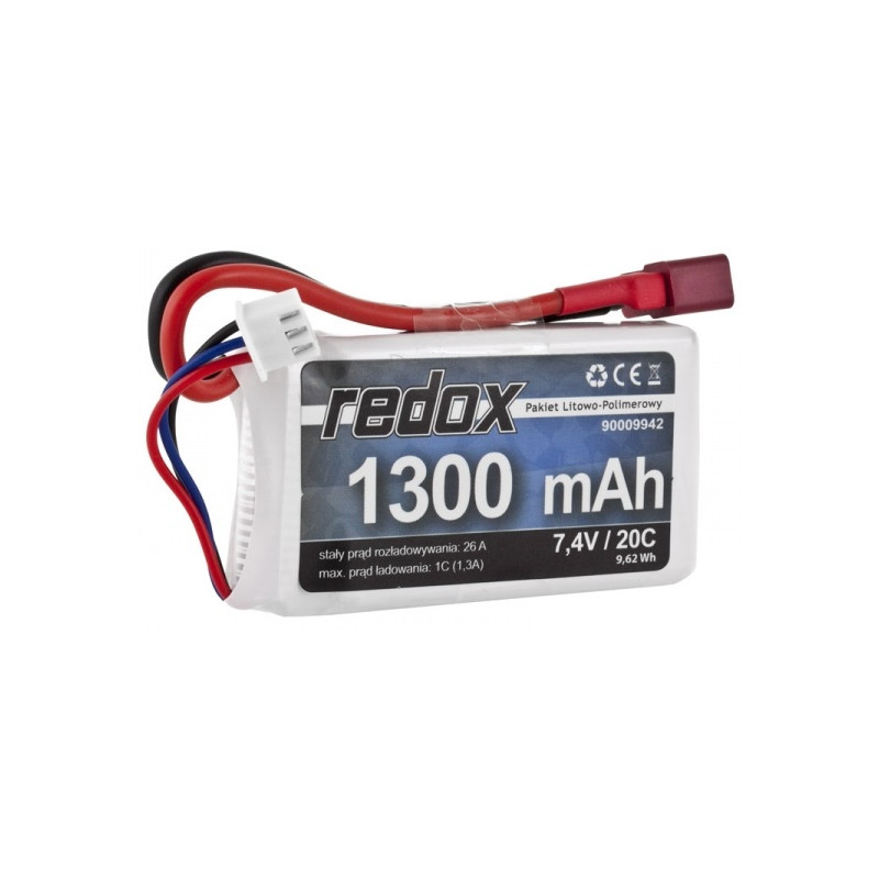 Akumulator REDOX LiPo 7,4V 1300mAh 20C 2S DEAN do MAVERICK BlackZon Smyter