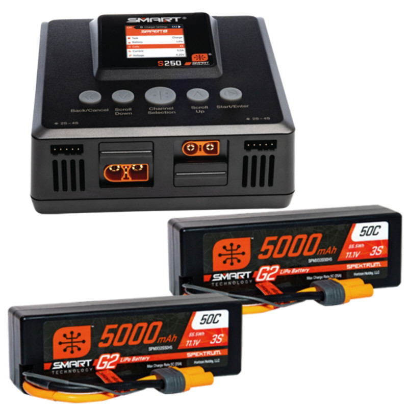 SPEKTRUM Smart Powerstage G2 6S: 5000mAh 3S LiPo (2 szt.) + S250
