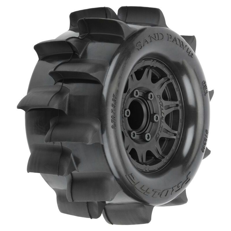 Pro-Line koło 1:10, opona 2.8" Sand Paw HP Belted, felga czarna Raid 12/14mm (2)