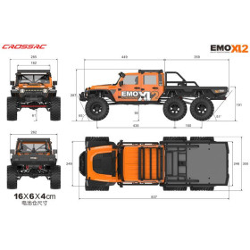 CROSS-RC EMO XL2 Jeep Wrangler 6x6 1/8 RTR Brushless (Orange)