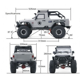 RGT Wrangler Rock Cruiser PRO V2 4WD 1/10 Roller - Metalowe mosty - Overdrive (Biały)