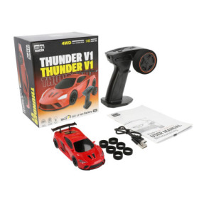 MODSTER Mini Racer Thunder V1 1/40 4WD (Czerwony ) + Oświetlenie + Opony drift i gumowe