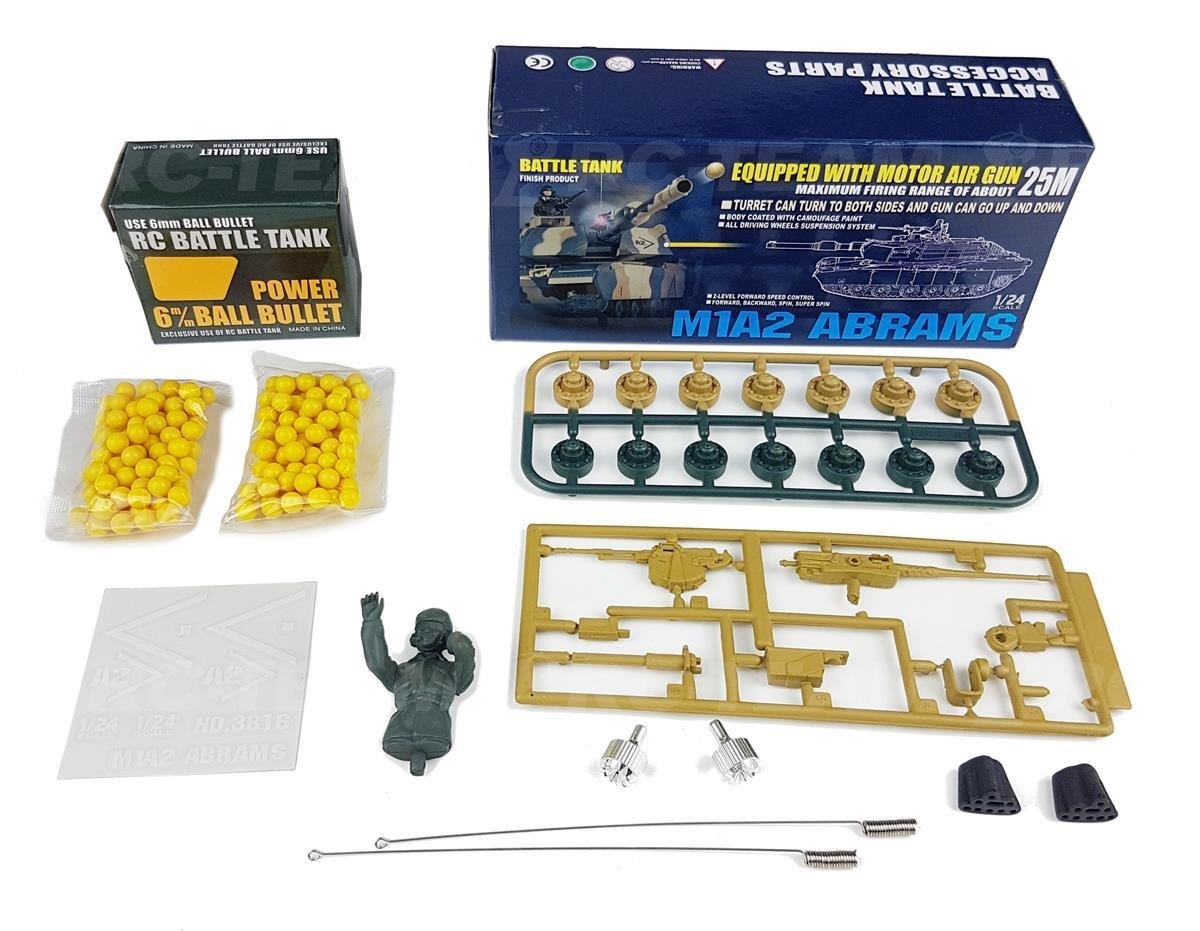Czołg HENG LONG U.S. Abrams M1A2 Camo 1/24 2.4GHz ASG IR R/C